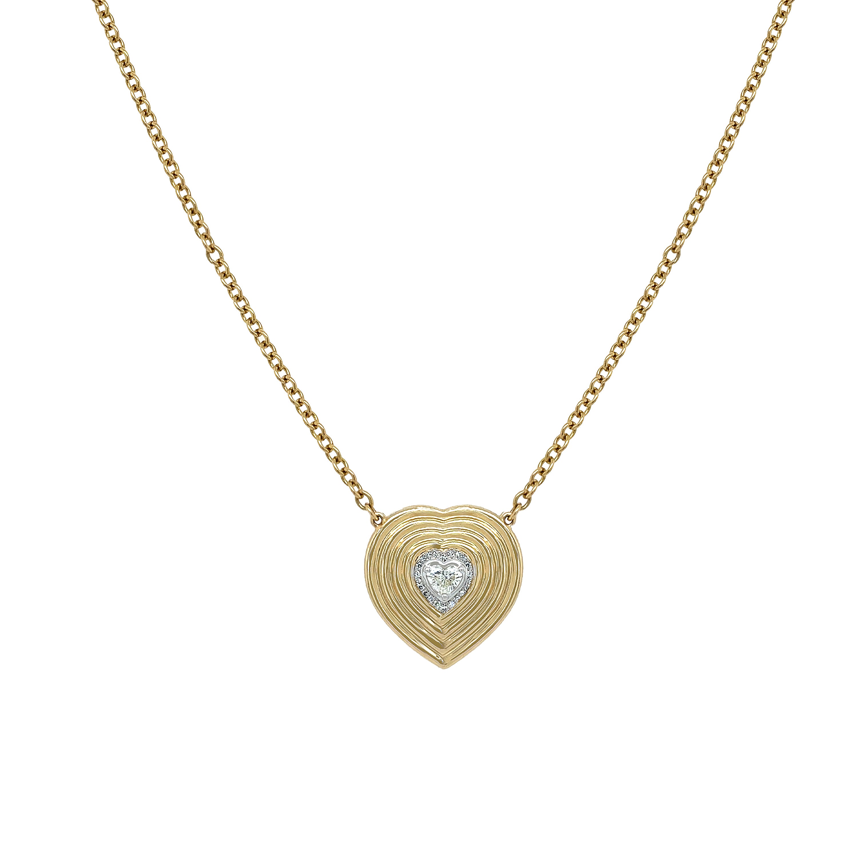 Diamond Textured Heart Necklace

14K Yellow Gold
0.23 Diamond Carat Weight
0.75" Long X 0.72" Wide
16-18" Adjustable Length