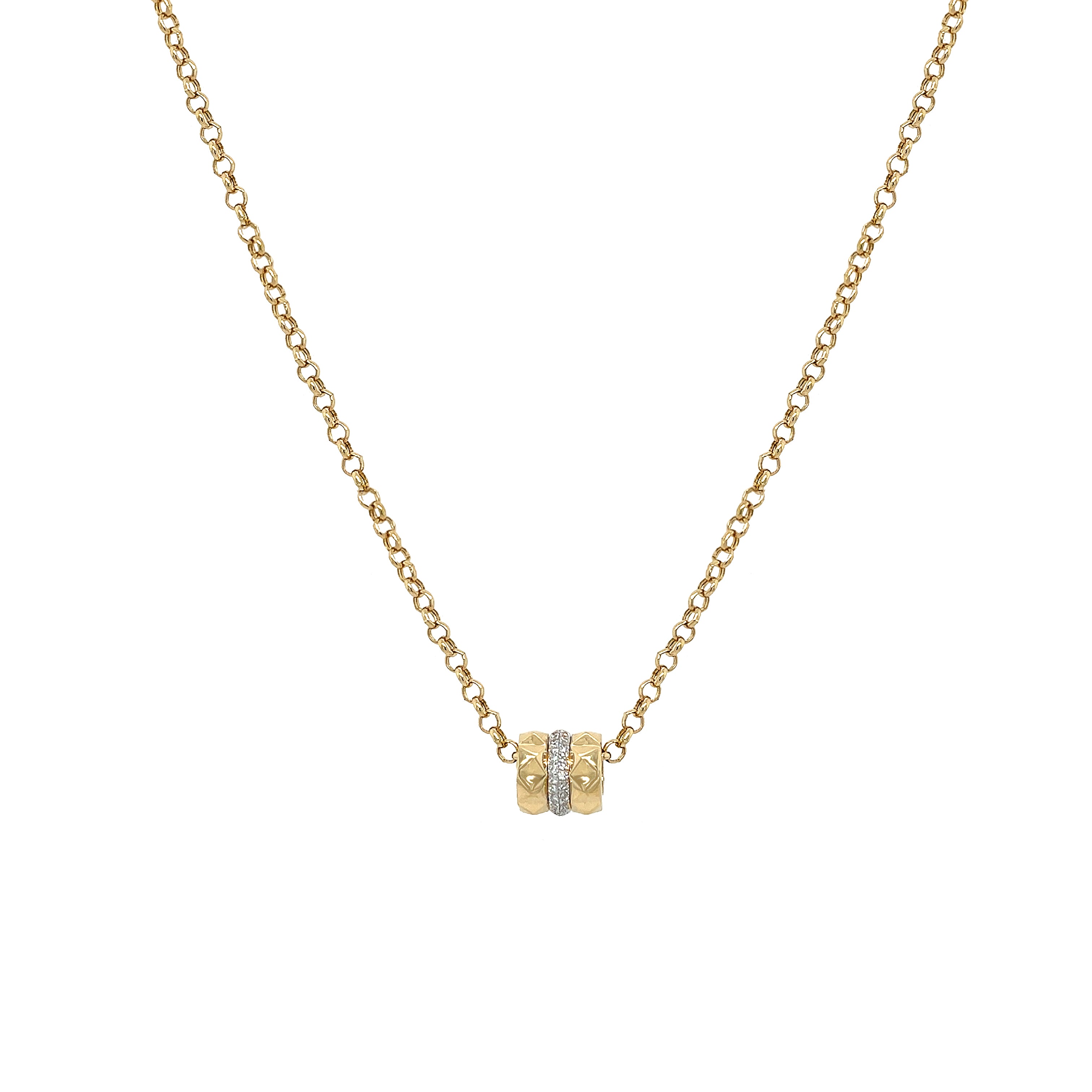 Diamond Rondelle Necklace

14K Yellow Gold
0.12 Diamond Carat Weight
Rondelle: 0.27" Wide
16-18" Adjustable Length