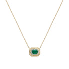 Emerald &amp; Diamond Rectangle Pendant Chain Necklace

14K Yellow Gold
0.64" Emerald Carat Weight
0.06: Diamond Carat Weight
0.37" Long X 0.45" Wide
16-18" Adjustable Length