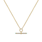 Diamond &amp; Turquoise Toggle Necklace

This Diamond &amp; Turquoise Toggle Necklace makes a bold statement with its textured surface and intricate detailing. Expertly crafted with diamonds that sparkle with every movement and turquoise for that pop of color!

14K Yellow Gold
0.21 Diamond Carat Weight
Toggle: 0.56" Long X 1.18" Wide
16-18" Adjustable Length