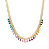 Multi Stone Rainbow Drop Chain Necklace  Yellow Gold Plated Stones: 0.32" Length 16-18" Adjustable Length