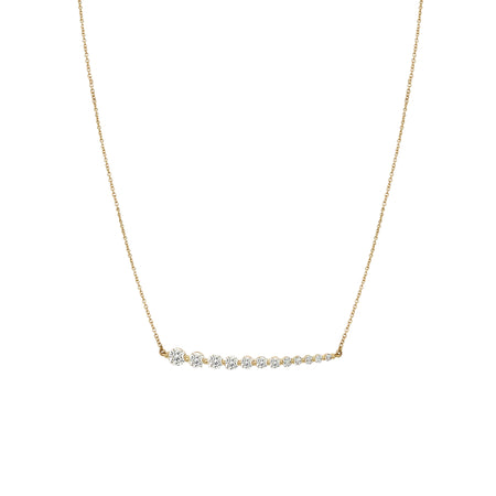 Diamond Curved Bar Necklace  14K Yellow Gold 0.95 Diamond Carat Weight 16-18" Adjustable Length