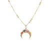 Multi Color Sapphire & Diamond Crescent Necklace   14K Yellow Gold 1.09 Sapphire Carat Weight 1.65 Diamond Carat Weight 14-17" Adjustable length