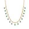 Emerald & Diamond Heart Drop On Ball Chain Necklace  14K Yellow Gold 0.90 Diamond Carat Weight 3.2 Emerald Carat Weight 16-18" Adjustable Length