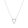Pave Diamond Open Heart Necklace  14K White Gold 0.37 Diamond Carat Weight Heart: 0.75" Long 16-18" Adjustable Length