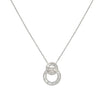 Diamond Double Baguette Circle Drop Necklace  14K White Gold 0.70 Diamond Carat Weight 16-18" Adjustable Length