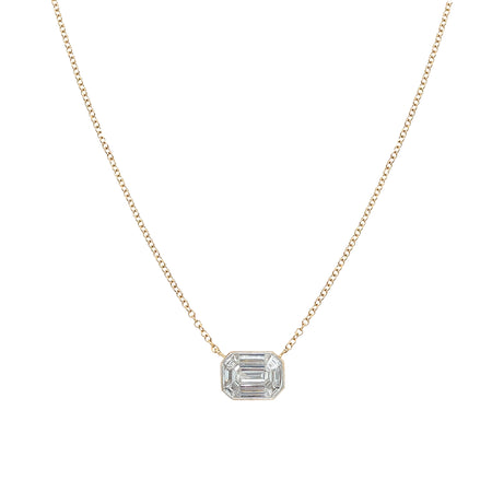 <p>Diamond Invisible Setting Solitaire Necklace</p> <ul> <li>18K Yellow Gold</li> <li>1.32 Diamond Carat Weight</li> <li>16-18" Adjustable Length</li> </ul>