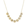 9 Lucky Charm Disc Necklace  14K Yellow Gold 0.50 Diamond Carat Weight 0.04 Sapphire Carat Weight 16-18" Adjustable Length