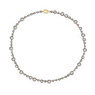 Lab Diamond Round Black Rim Georgian Style Box Clasp Necklace