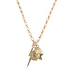 Moon, Star, Lightning Bolt Charm Necklace

Yellow Gold Plated
36" Length