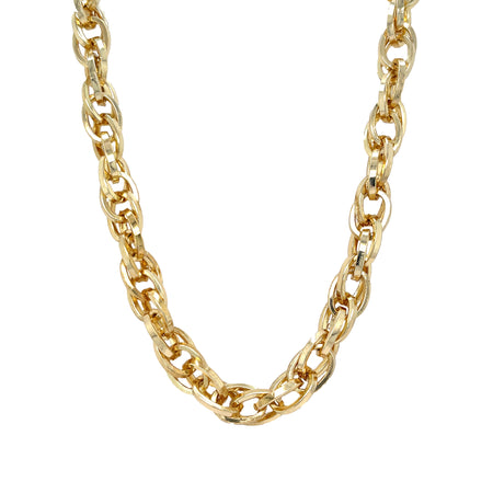 Double Oval Chain Link Necklace  Yellow Gold Plated 30" Length