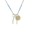 Wishbone, Star Disc & Pearl Charm Beaded Necklace  Yellow Gold Plated Cubic Zirconia Stones Wishbone: 1.48" Long X 0.85" Wide Star Disc: 1.02" Long X 0.87" Wide Pearl: 0.46" Wide 15.5-18.5" Adjustable Length