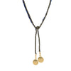 Pyrite Beaded Disc Lariat Tie Necklace  Yellow Gold Plated Discs: 0.68" Long X 0.52" Wide 20" Length