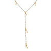 White Pearl Dangle Y Lariat Necklace Yellow Gold Plated 16.5-19.5" Adjustable Length 5.5" Drop