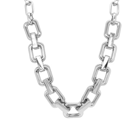 Oval & Rectangle Link Necklace  White Gold Plated Center Link: 0.5" Wide X 0.5" Long 17.5-19.5" Adjustable Length    While supplies last. All Deals Of The Day sales are FINAL SALE.