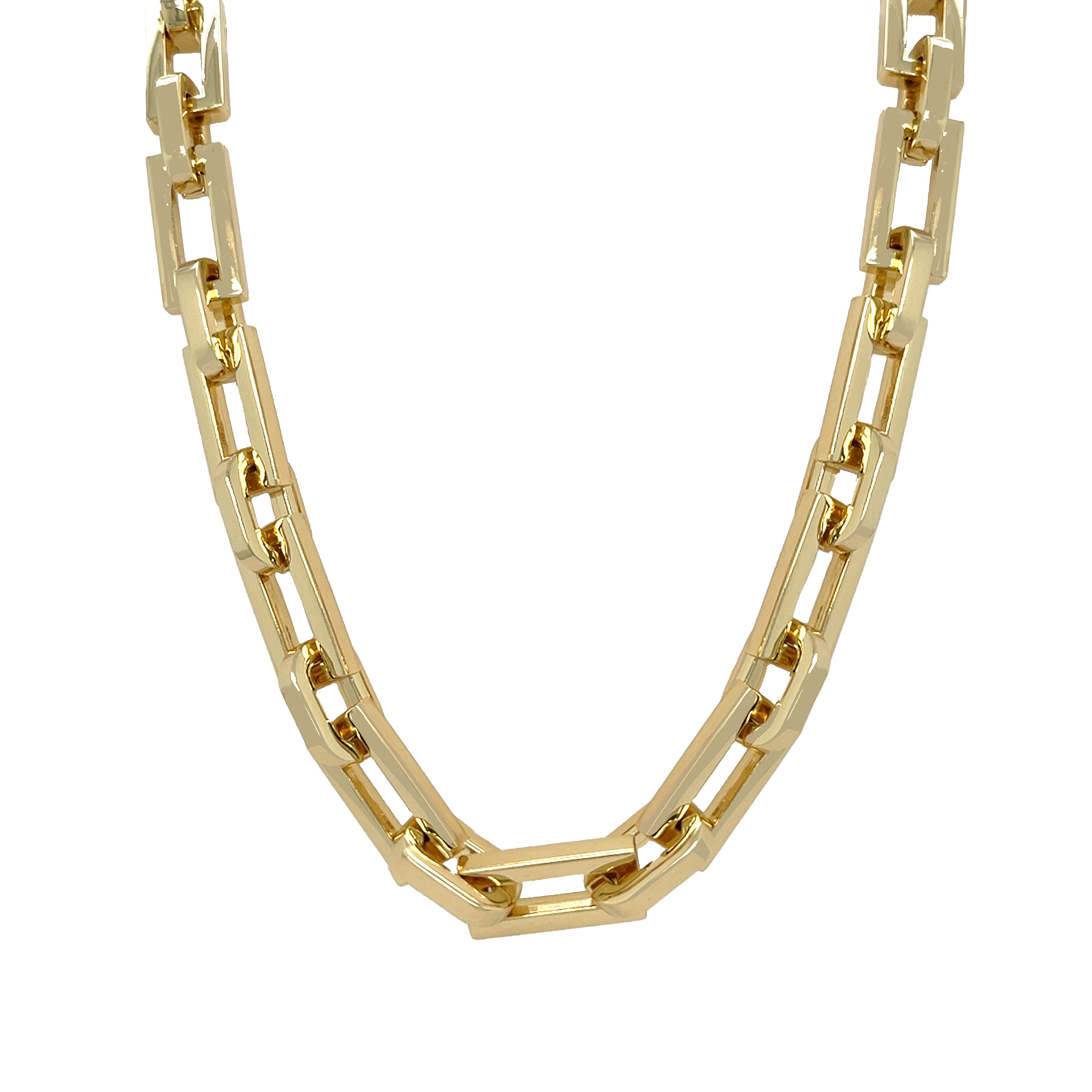 Rectangle &amp; Oval Link Chain Necklace

Yellow Gold Plated
Rectangle Link: 0.80" Long X 0.40" Wide
Oval Link: 0.57" Long X 0.41" Wide
16.5-18" Adjustable Length