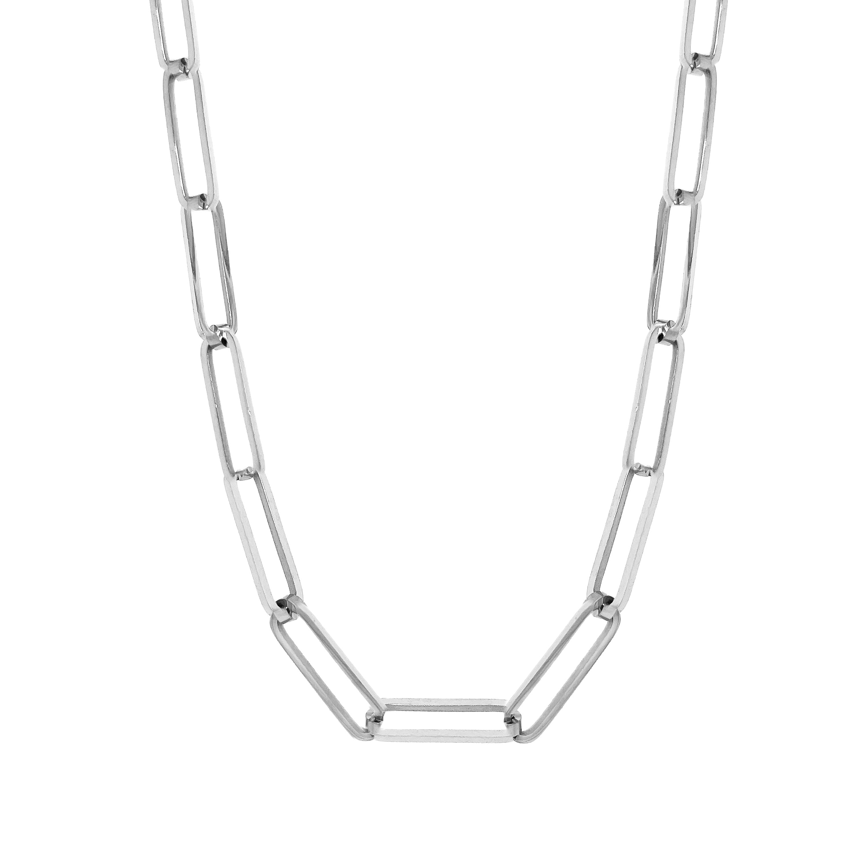 <p>Chain Link Necklace</p> <ul> <li>White Gold Plated</li> <li>15.5-17.5" Adjustable Length<br></li> <li>Links: 0.94" Long X 0.24" Wide</li> </ul> <p><span style="color: #ff2a00;"><em>While supplies last. All Deals Of The Day sales are FINAL SALE.</em></span></p>