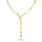 Anchor Link Lariat Necklace  Yellow Gold Plated Chain: 22" Length Link: 0.42" Long X 0.32" Wide Toggle Closure