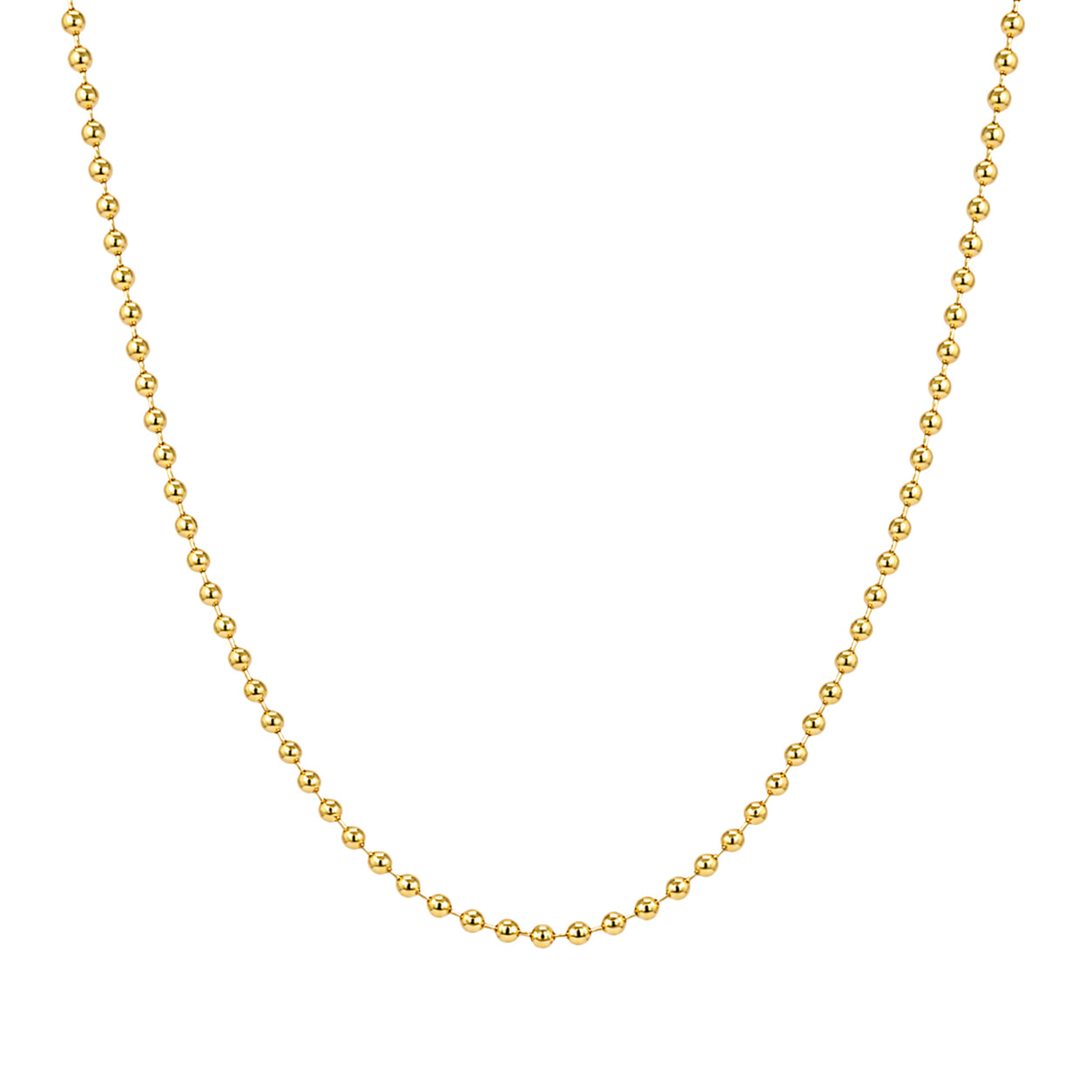 Bead Ball Chain Necklace

Yellow Gold Plated
30" Length