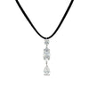 Multi Shape CZ Drop Necklace  White Gold Plated Over Silver 13-17" Adjustable Length