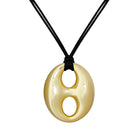 Large Gold Mariner Link &amp; Black Adjustable Cord Necklace

The finishing touch your wardrobe has been waiting for. A gleaming yellow gold-plated mariner link pendant hangs from sleek black cords, creating a look that is equal parts bold, modern, and effortlessly chic. Fully adjustable for endless styling possibilities, this statement piece transitions seamlessly from day to night.

Yellow Gold Plated
Link: 1.5" Long X 1.25" Wide
Cord: 14-19" Length