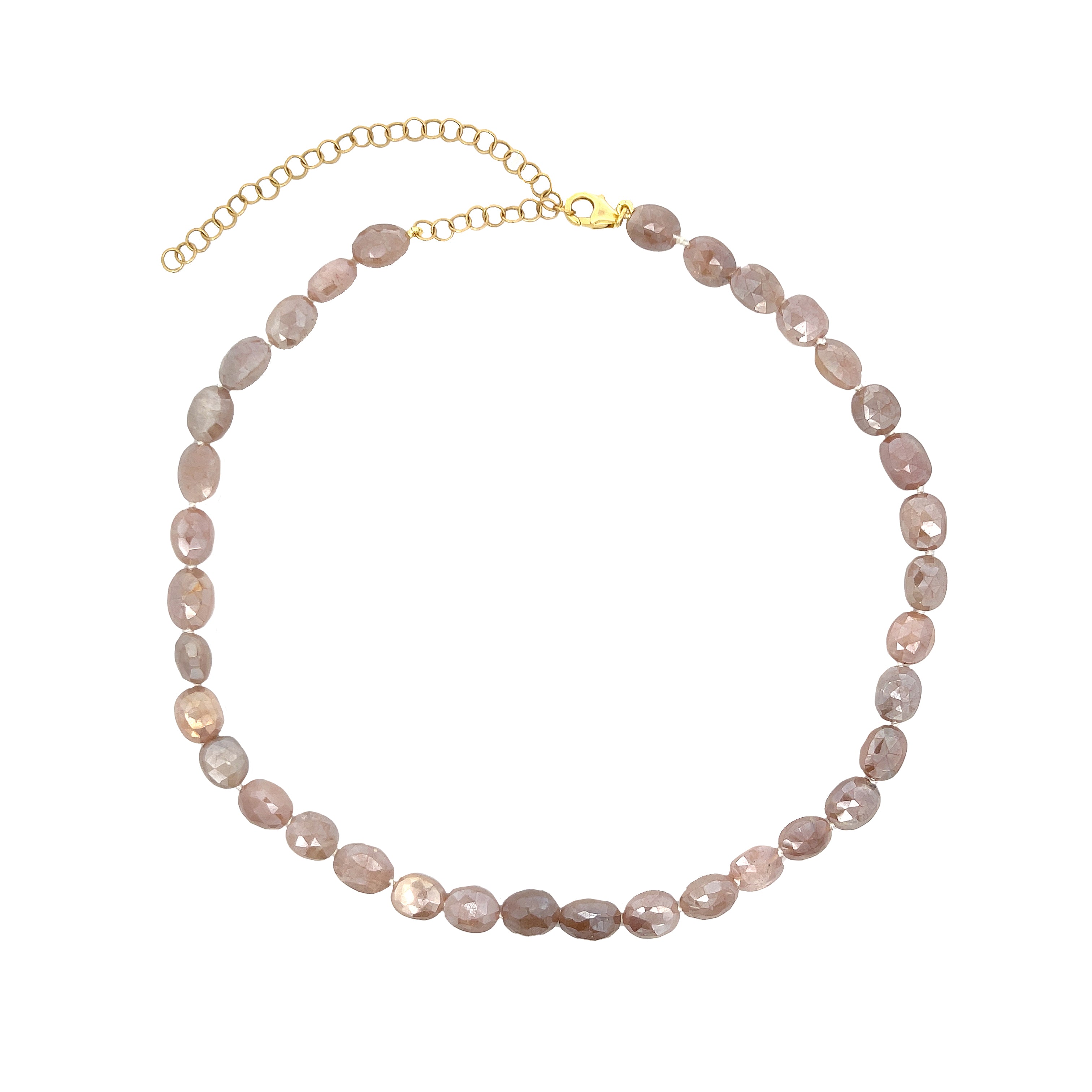 Pink Moon Stone Beaded Necklace

14K Yellow Gold
Stones: 0.39" Long X 0.31" Wide
14-18" Adjustable Length