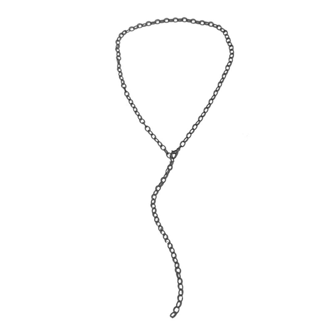 <p>Textured Chain Lariat Necklace for Charms</p> <ul> <li>Oxidized Gold Filled</li> <li>27" Long</li> </ul>