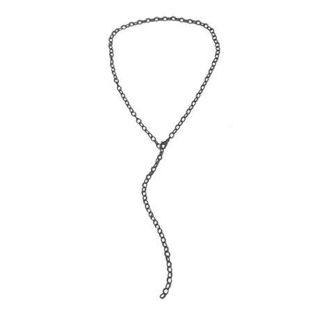 <p>Textured Chain Lariat Necklace for Charms</p> <ul> <li>Oxidized Gold Filled</li> <li>27" Long</li> </ul> view 1