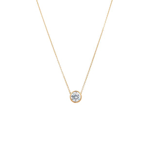 Small Faux Diamond Solitaire Necklace  14K Yellow Gold 0.5 Faux Diamond Carat Weight 16-18" Length