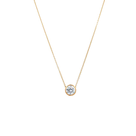 Small Faux Diamond Solitaire Necklace  14K Yellow Gold 0.5 Faux Diamond Carat Weight 16-18" Length view 1
