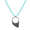 Turquoise Beaded CZ Pendant Necklace  Oxidized Plating Pendant: 3.10" Long X 2" Wide  18" Length