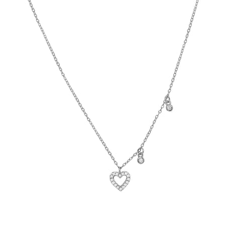 Pave CZ Heart Outline Charm Chain Necklace  White Gold Plated Over Silver 16-18" Adjustable Length Heart: 0.31" Wide CZ Dangle: 0.11" Wide    While supplies last. All Deals Of The Day sales are FINAL SALE.