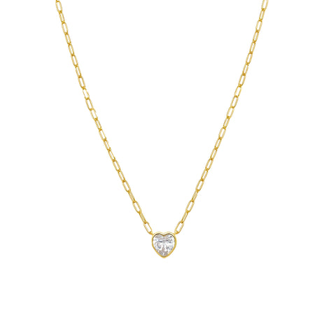 CZ Heart Chain Link Necklace  Yellow Gold Plated Over Silver 16-18" Adjustable Length Heart: 0.31" Wide    While supplies last. All Deals Of The Day sales are FINAL SALE.