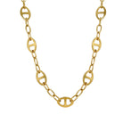 Mariner &amp; Oval Link Necklace  Yellow Gold Plated Mariner Links: 0.63" Long X 0.42" Wide Oval Links: 0.35" Long X 0.20" Wide  16-18" Adjustable Length  While supplies last. All Deals Of The Day sales are FINAL SALE.