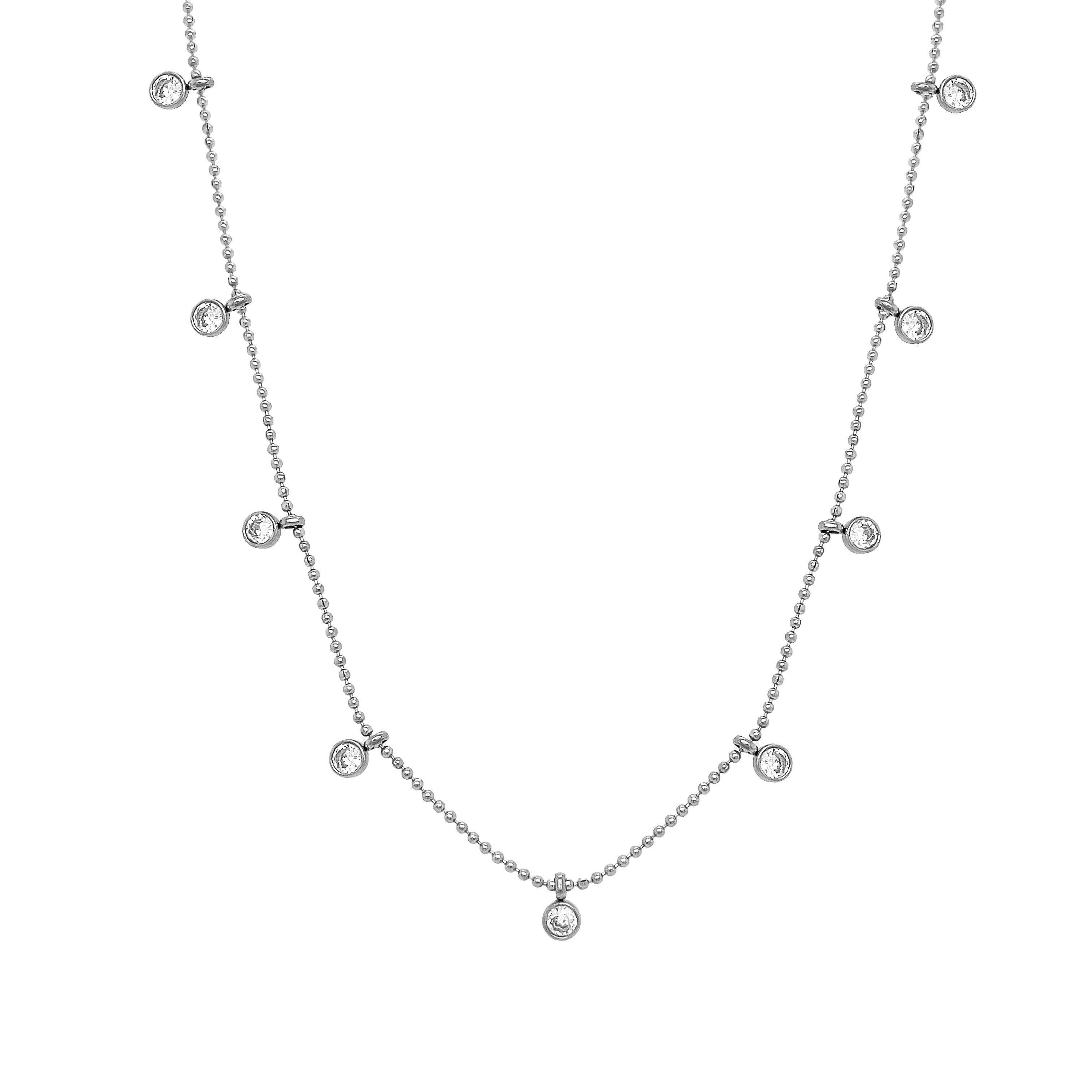 <p>CZ Dangle Necklace</p> <ul> <li>White Gold Plated</li> <li>16.5-18.5" Adjustable Length<br></li> <li>CZ Dangles: 0.15" Wide</li> </ul> <p><span style="color: #ff2a00;"><em>While supplies last. All Deals Of The Day sales are FINAL SALE.</em></span></p>