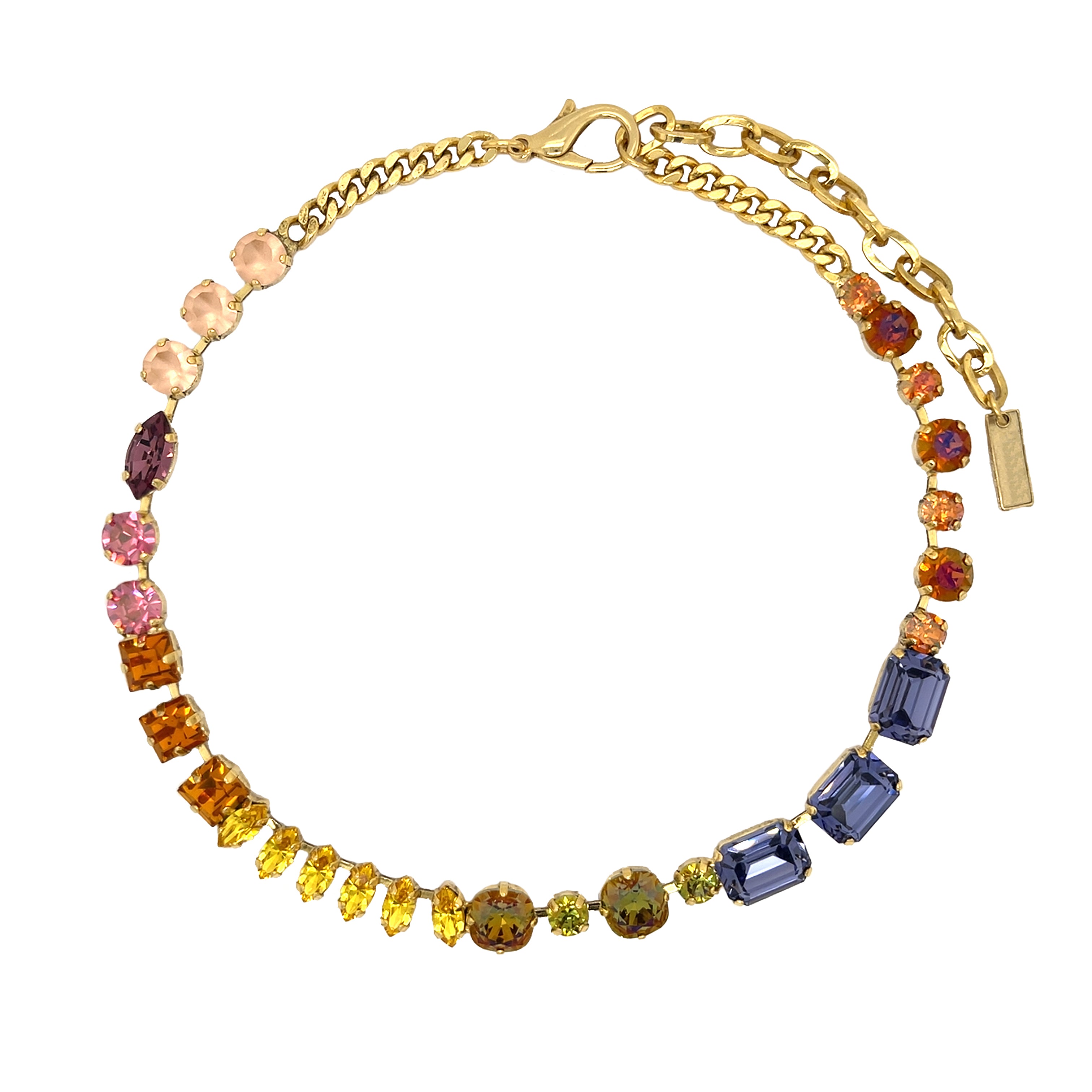 Multi-Color Mixed-Shape Crystal Necklace

Yellow Gold Plated

15-18" Adjustable Length