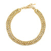 Mixed Chain Link Necklace  Yellow Gold Plated 0.66" Wide 15-17.5" Adjustable Length