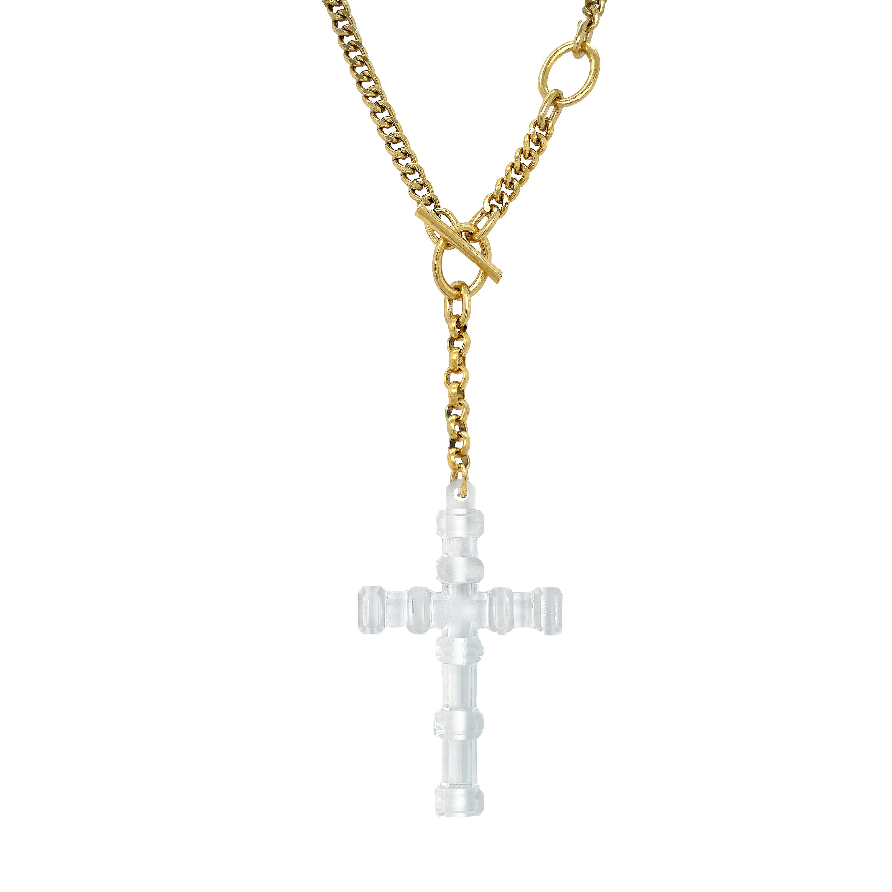 SALE Clear Cross Toggle Necklace