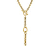 Toggle Lariat Chain Necklace  Yellow Gold Plated 2" Drop 16-18" Adjustable Chain