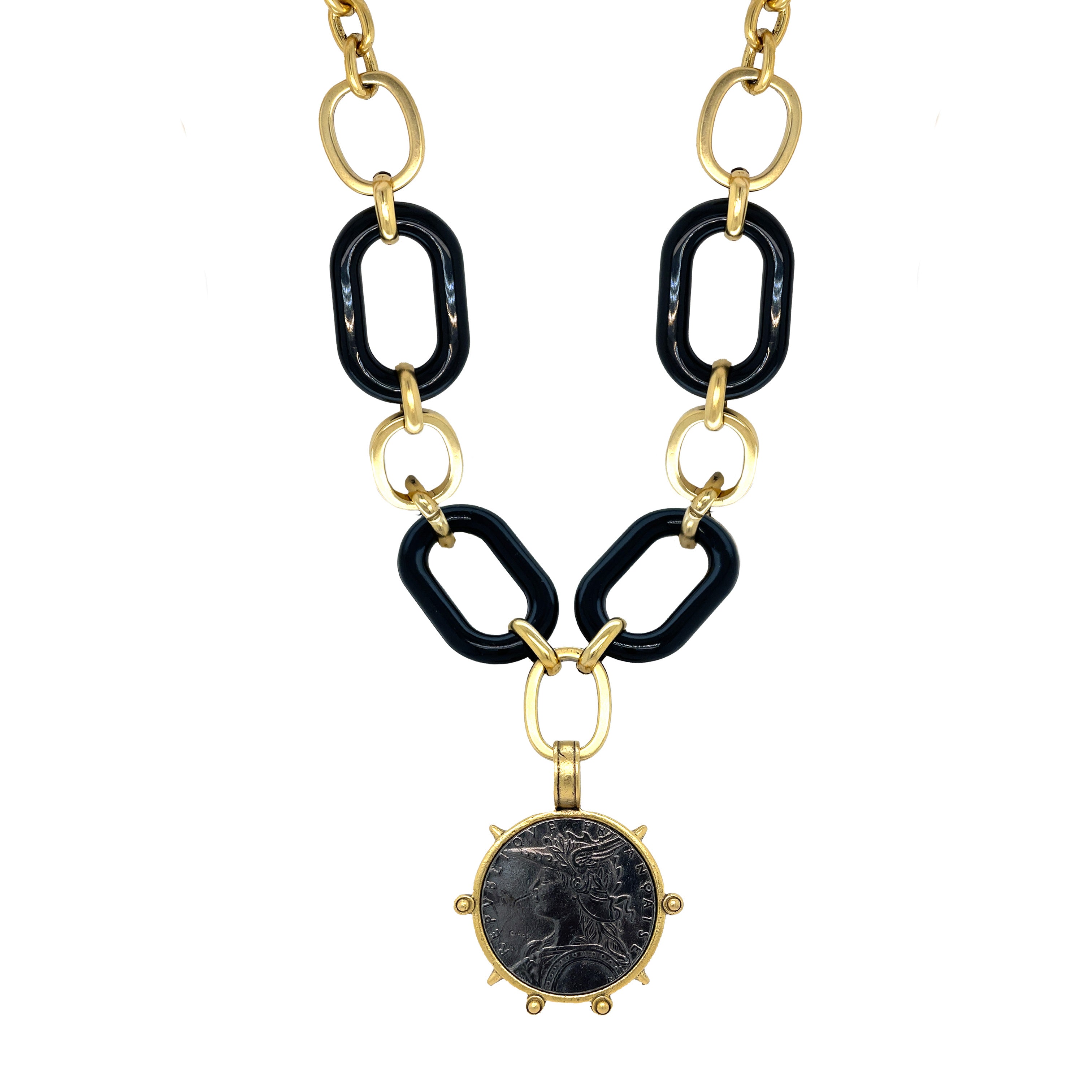 Black Coin Necklace – Jennifer Miller Jewelry - Main Image