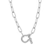 Horseshoe Link Necklace&nbsp;  White Gold Plated Horseshoe: 1" Long X 0.75" Wide Links:&nbsp; 0.65" Long X 0.31" Wide 17-19" Adjustable Length