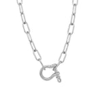 Horseshoe Link Necklace&nbsp;  White Gold Plated Horseshoe: 1" Long X 0.75" Wide Links:&nbsp; 0.65" Long X 0.31" Wide 17-19" Adjustable Length