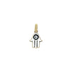 White Enamel Hamsa Charm Pendant  14K Yellow Gold  0.46" Length X 0.33" Width