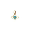 White Enamel Evil Eye Charm Pendant  14K Yellow Gold 0.47" Length X 0.60" Width