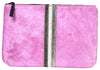 Pink, White, and Grey Stripe Cowhide Clutch