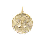 Ridged Butterfly Charm Pendant  Yellow Gold Plated 1.70" Long X 1.28" Wide