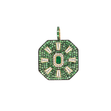 Diamond & Emerald Shield Charm view 1