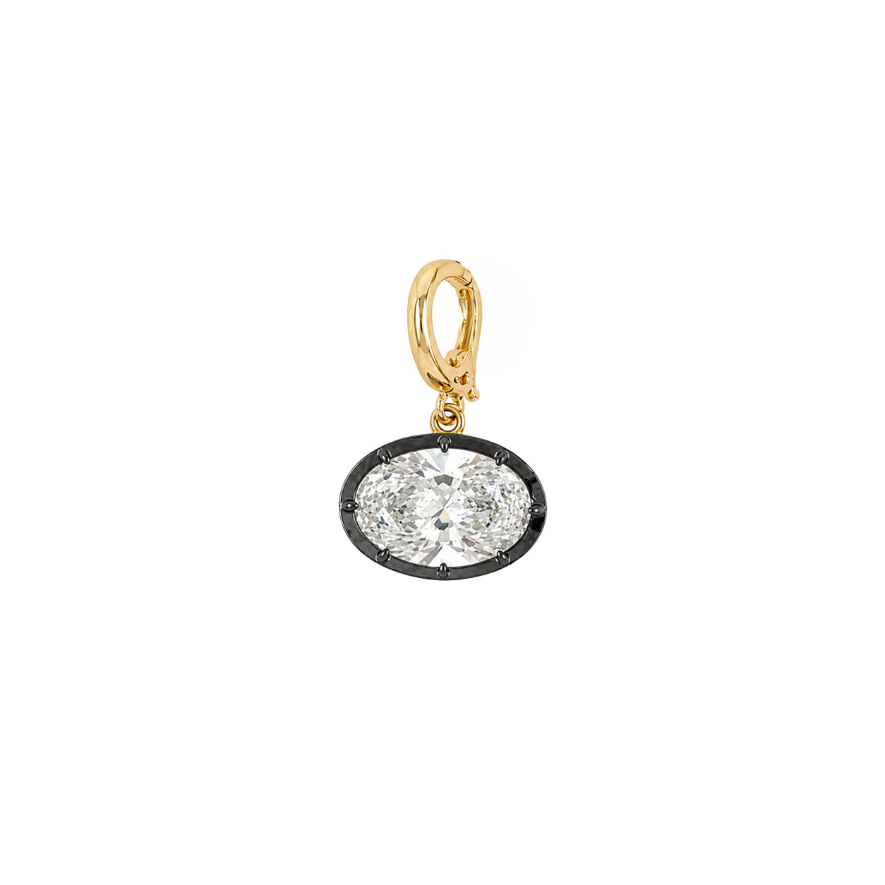Lab Diamond Oval Shape Charm With Black Rhodium

Elegant and endlessly versatile, this oval-shaped lab-grown diamond charm adds refined sparkle to your favorite chain. The contrast of black rhodium and 14K yellow gold gives this classic design a fresh, contemporary edge.

14K Yellow Gold &amp; Oxidized Gold
2.0 Lab Diamond Carat Weight