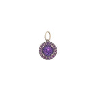 Pave Amethyst Drop Charm  14K Yellow Gold 0.50" Diameter