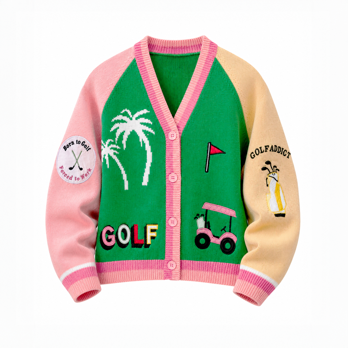 Pink Golf Cardigan Sweater